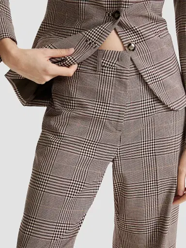 Marella Women's Glen Plaid Viscose Blend Trousers - Chocolate - Size 14 | Thumbnail 5 Marella Women's Glen Plaid Viscose Blend Trousers - Chocolate - Size 14 | Thumbnail 5