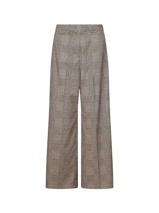 Marella Women's Glen Plaid Viscose Blend Trousers - Chocolate