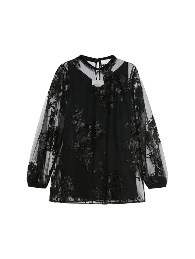 Marina Rinaldi Women's Embroidered Tulle Blouse - Black