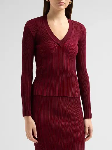 Chiara Boni La Petite Robe Women's Briar Rib-Knit V-Neck Top | Thumbnail 4 Chiara Boni La Petite Robe Women's Briar Rib-Knit V-Neck Top | Thumbnail 4