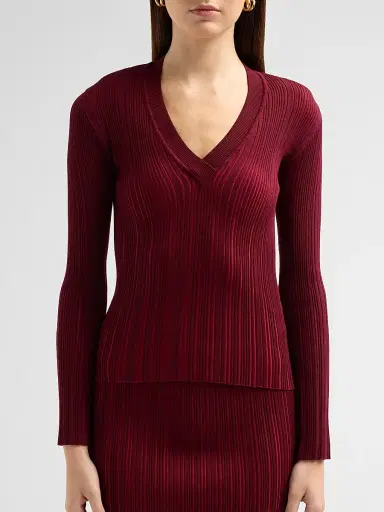 Chiara Boni La Petite Robe Women's Briar Rib-Knit V-Neck Top | Thumbnail 5 Chiara Boni La Petite Robe Women's Briar Rib-Knit V-Neck Top | Thumbnail 5
