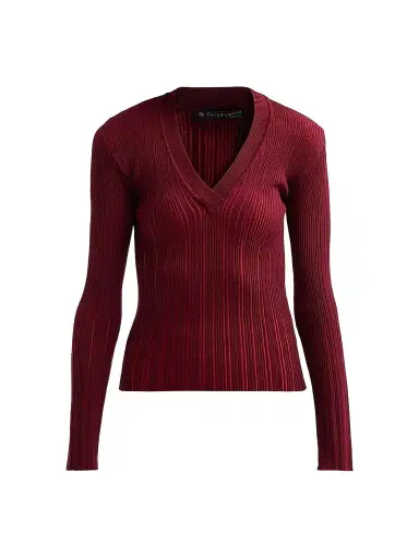 Chiara Boni La Petite Robe Women's Briar Rib-Knit V-Neck Top | Thumbnail 1 Chiara Boni La Petite Robe Women's Briar Rib-Knit V-Neck Top | Thumbnail 1
