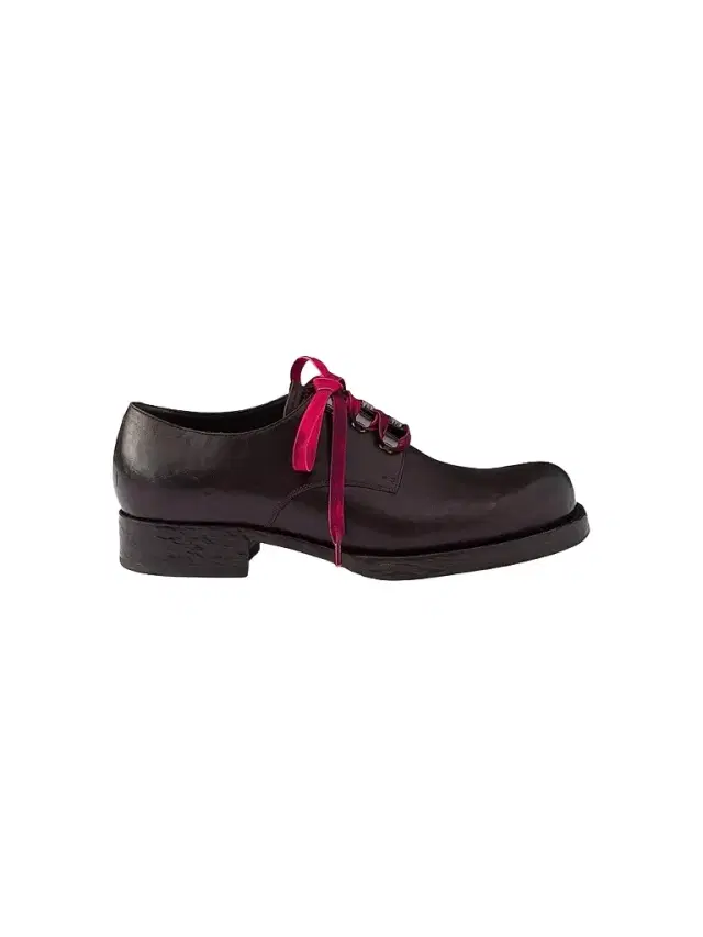Prada Men's Antiqued Leather Lace-Up Shoes - Brown