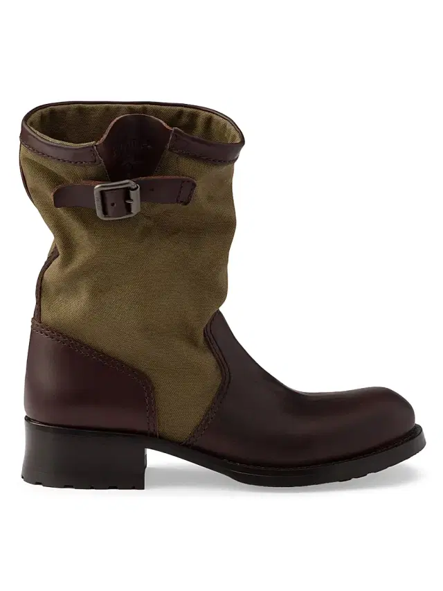 Prada Women's Leather and Canvas Boots - Green