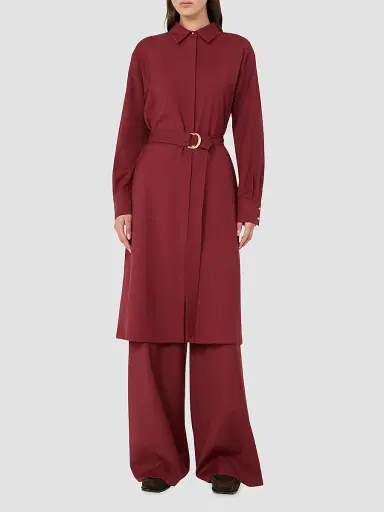 Max Mara Women's Woollen Cloth Shirt Dress - Ruby - Size 14 | Thumbnail 2