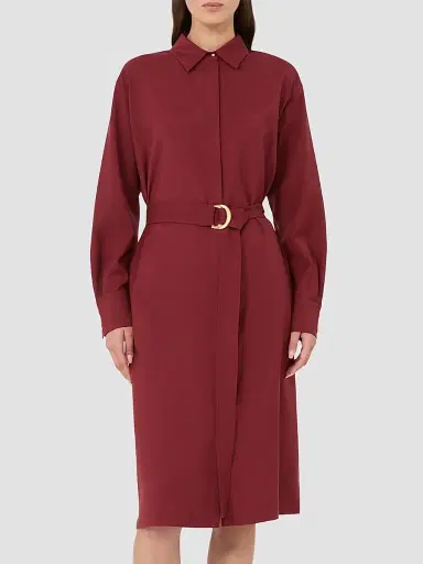 Max Mara Women's Woollen Cloth Shirt Dress - Ruby - Size 14 | Thumbnail 3