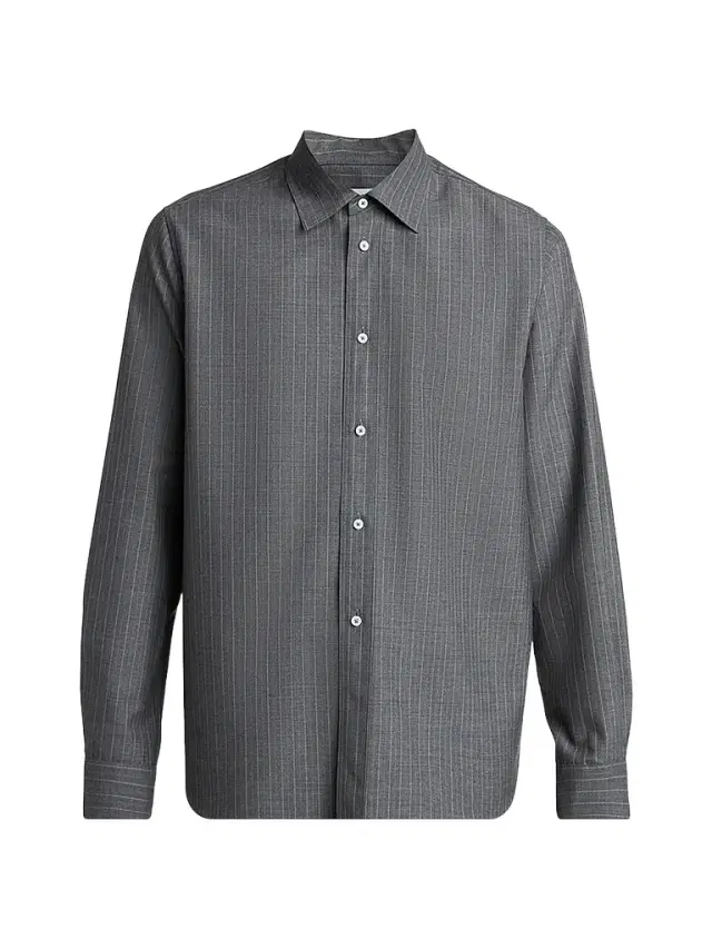 Jil Sander Men's Pinstripe Check Wool Button-Front Shirt - Koala
