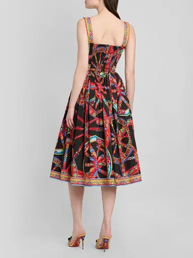 Dolce & Gabbana Women's Geometric Cotton Sweetheart Midi-Dress - Variante Abbinata - Size 14 | Thumbnail 3 Dolce & Gabbana Women's Geometric Cotton Sweetheart Midi-Dress - Variante Abbinata - Size 14 | Thumbnail 3