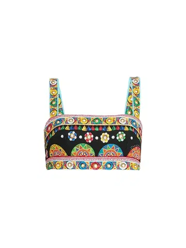 Dolce & Gabbana Women's Geometric Stretch-Cotton Crop Top | Thumbnail 1 Dolce & Gabbana Women's Geometric Stretch-Cotton Crop Top | Thumbnail 1