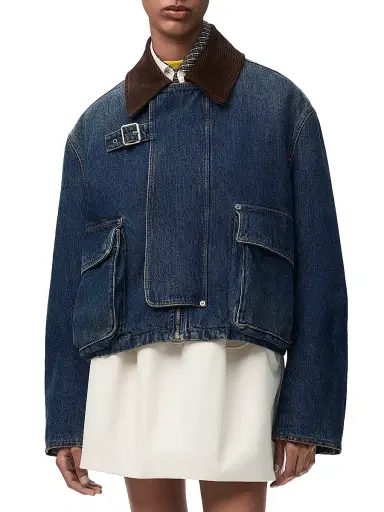 Loewe Women's Cotton Denim Short Parka - Dark Blue - Size 10 | Thumbnail 3