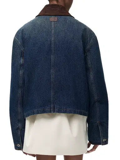Loewe Women's Cotton Denim Short Parka - Dark Blue - Size 10 | Thumbnail 4