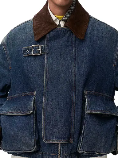 Loewe Women's Cotton Denim Short Parka - Dark Blue - Size 10 | Thumbnail 5