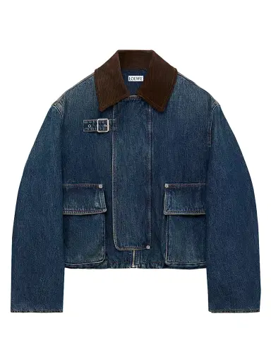 Loewe Women's Cotton Denim Short Parka - Dark Blue - Size 10 | Thumbnail 1