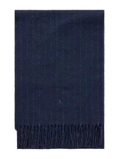 Polo Ralph Lauren Logo-Embroidered Fringed Cashmere and Wool-Blend Scarf - Men | Thumbnail 1