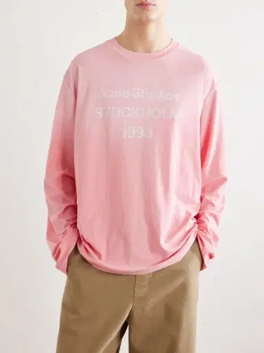 Acne Studios Edden U 1996 Logo-Print Distressed Cotton and Hemp-Blend T-Shirt - Men | Thumbnail 3