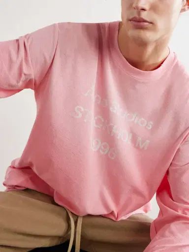 Acne Studios Edden U 1996 Logo-Print Distressed Cotton and Hemp-Blend T-Shirt - Men | Thumbnail 5