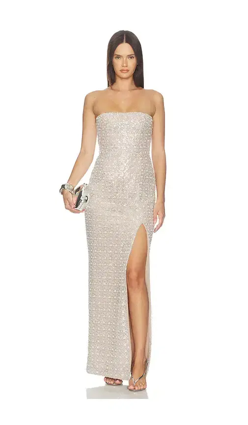 Bronx and Banco Allegra Pearl Veronica Maxi Dress With Slit