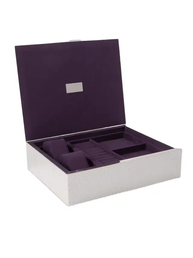 Wolf Silver-Plated Watch and Jewellery Box - Men