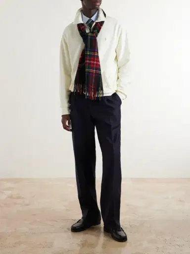 Polo Ralph Lauren Logo-Embroidered Fringed Cashmere-Blend Scarf - Men | Thumbnail 3
