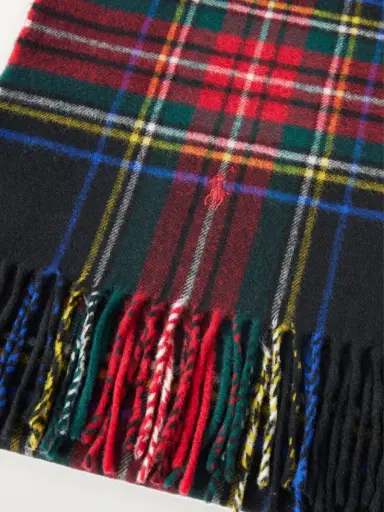 Polo Ralph Lauren Logo-Embroidered Fringed Cashmere-Blend Scarf - Men | Thumbnail 4