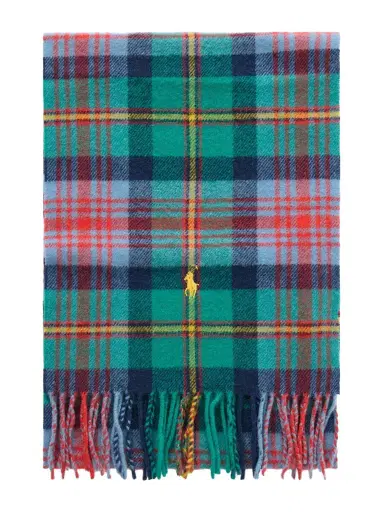 Polo Ralph Lauren Logo-Embroidered Fringed Checked Recycled Wool-Blend Scarf - Men | Thumbnail 1