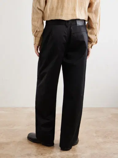 Acne Studios Straight-Leg Pleated Cotton-Satin Trousers - Men | Thumbnail 4 Acne Studios Straight-Leg Pleated Cotton-Satin Trousers - Men | Thumbnail 4