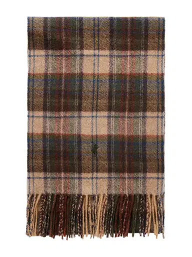 Polo Ralph Lauren Fringed Logo-Embroidered Checked Recycled Cashmere and Wool-Blend Scarf - Men | Thumbnail 1
