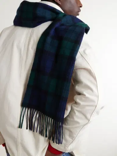 Polo Ralph Lauren Logo-Embroidered Fringed Recycled Wool-Blend Scarf - Men | Thumbnail 3