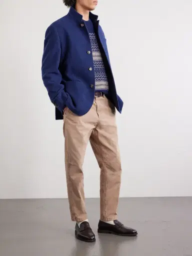 Brunello Cucinelli Straight-Leg Cotton Trousres - Men | Thumbnail 2