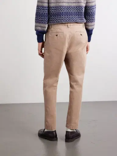 Brunello Cucinelli Straight-Leg Cotton Trousres - Men | Thumbnail 4