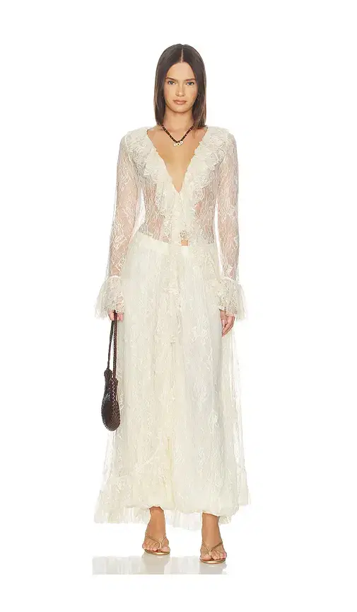 HEMANT AND NANDITA Ruffled Front Open Cape
