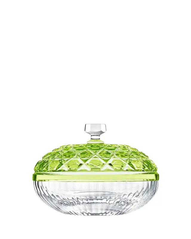 Saint Louis Crystal Royal Small Box, Chartreuse