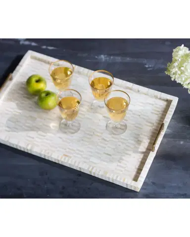 Regina Andrew Bone Tray with Brass Handles | Thumbnail 4