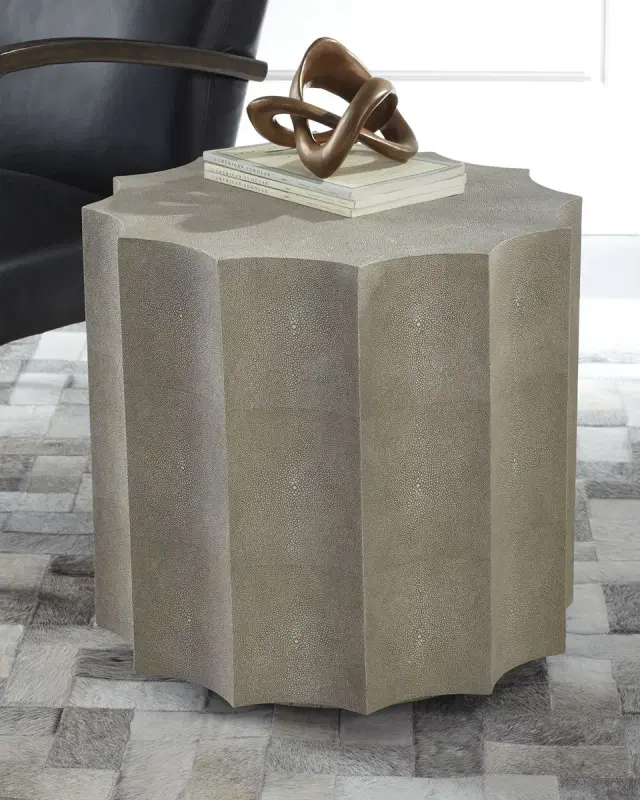 Regina Andrew Marilyn Faux Shagreen Scalloped Side Table
