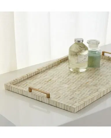 Regina Andrew Bone Tray with Nickel Handles | Thumbnail 3
