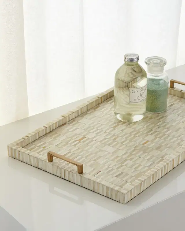 Regina Andrew Bone Tray with Nickel Handles