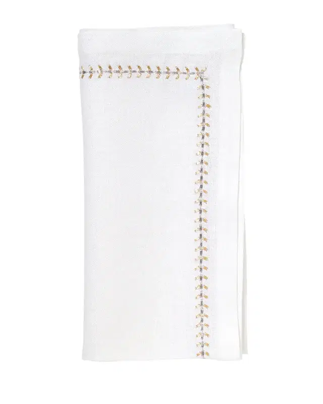 Kim Seybert Silver/Gold Herringbone Napkin