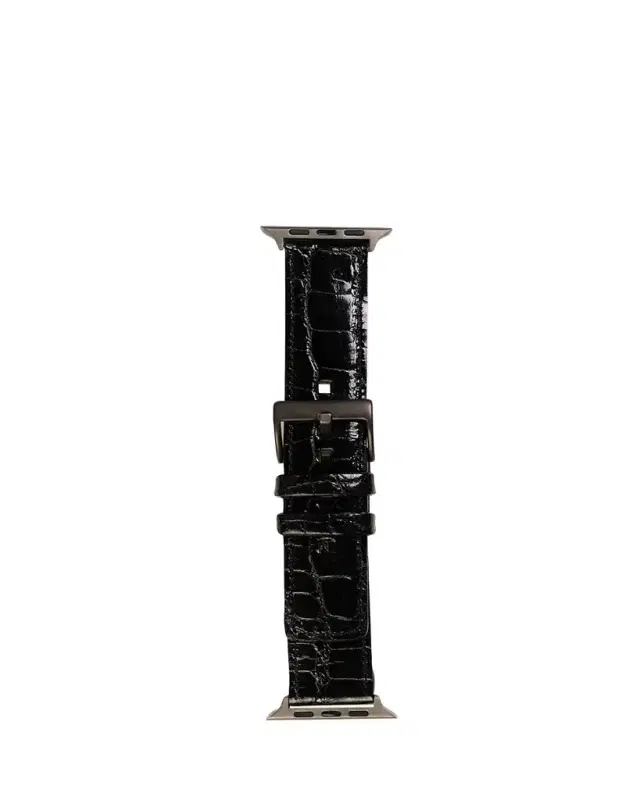 Abas Men's Apple Watch Alligator-Leather Watch Strap, Space Gray Finish