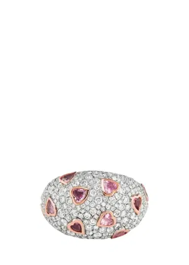 Emily P. Wheeler 18K Rose Gold Sparkle Dome Statement Ring with Diamonds and Sapphires | Thumbnail 1 Emily P. Wheeler 18K Rose Gold Sparkle Dome Statement Ring with Diamonds and Sapphires | Thumbnail 1