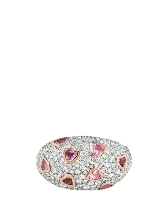 Emily P. Wheeler 18K Rose Gold Sparkle Dome Statement Ring with Diamonds and Sapphires