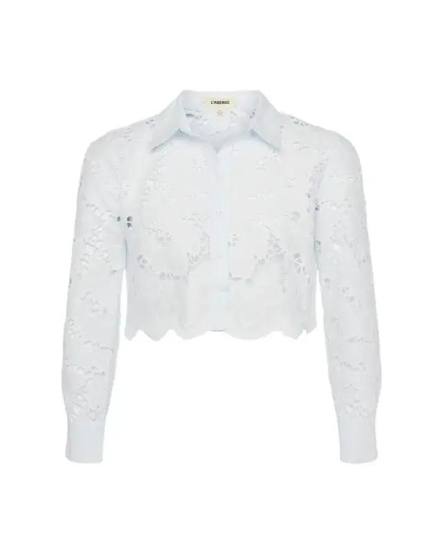 L'Agence Seychelle Floral Eyelet-Embroidered Cropped Shirt