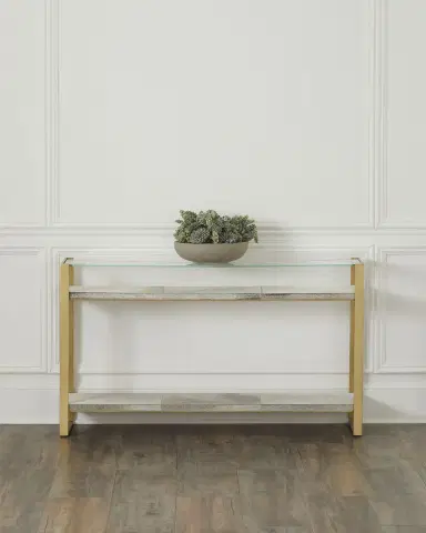 Regina Andrew Andres Hair on Hide Console Table, Brass | Thumbnail 1 Regina Andrew Andres Hair on Hide Console Table, Brass | Thumbnail 1