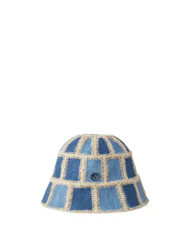 Maison Michel Pablo Denim Patchwork Crochet Bucket Hat | Thumbnail 1