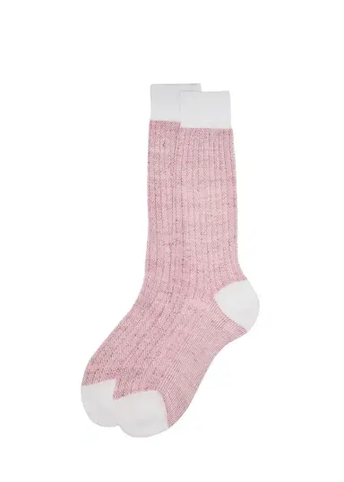 Bresciani Men's Cotton and Linen Birdseye Rib Crew Socks | Thumbnail 3