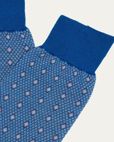 Bresciani Men's Cotton Diamond-Woven Crew Socks | Thumbnail 2