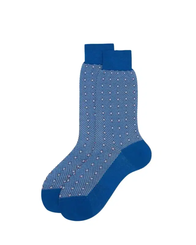 Bresciani Men's Cotton Diamond-Woven Crew Socks