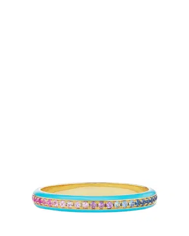 Emily P. Wheeler 18K Yellow Gold Dash Ring with Ombré Gemstones and Enamel | Thumbnail 1 Emily P. Wheeler 18K Yellow Gold Dash Ring with Ombré Gemstones and Enamel | Thumbnail 1