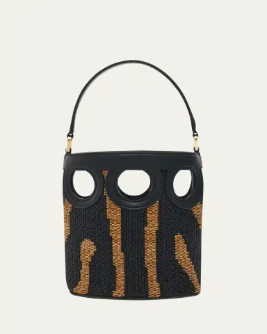 Ferragamo Cutout Woven Raffia Bucket Bag | Thumbnail 3