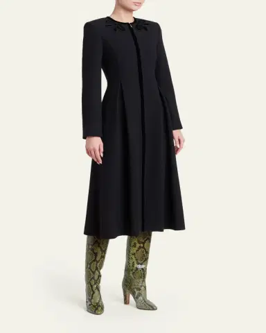 Valentino Garavani Tailored Velvet Trim Coat Dress | Thumbnail 4 Valentino Garavani Tailored Velvet Trim Coat Dress | Thumbnail 4