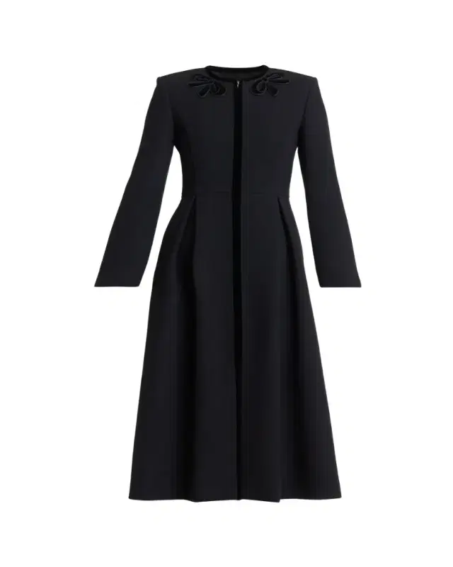 Valentino Garavani Tailored Velvet Trim Coat Dress